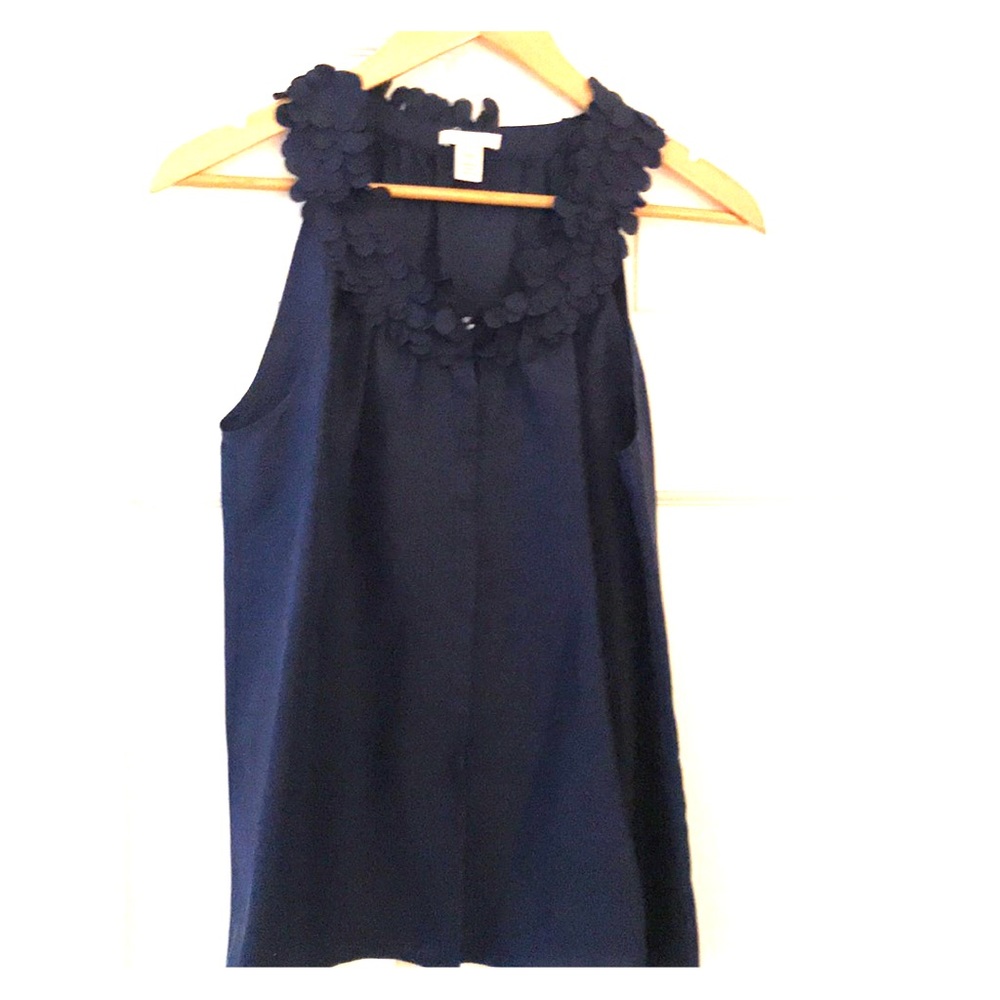 Navy silk Top